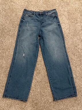 Celebrity Pink Distressed Wide-Leg Jeans in Denim Blue